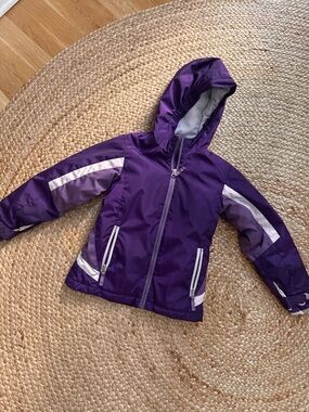 Lands’ End Girls Purple Insulated Jacket Hooded Coat Size M 5-6
